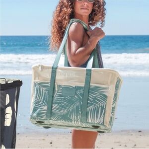 Aloha Collection Collapsible Beach Tote, Teal
